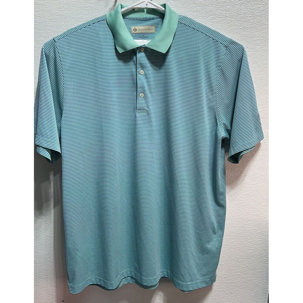 Donald Ross‎ Men's Short Sleeve Polo Shirt Blue Striped Size XL